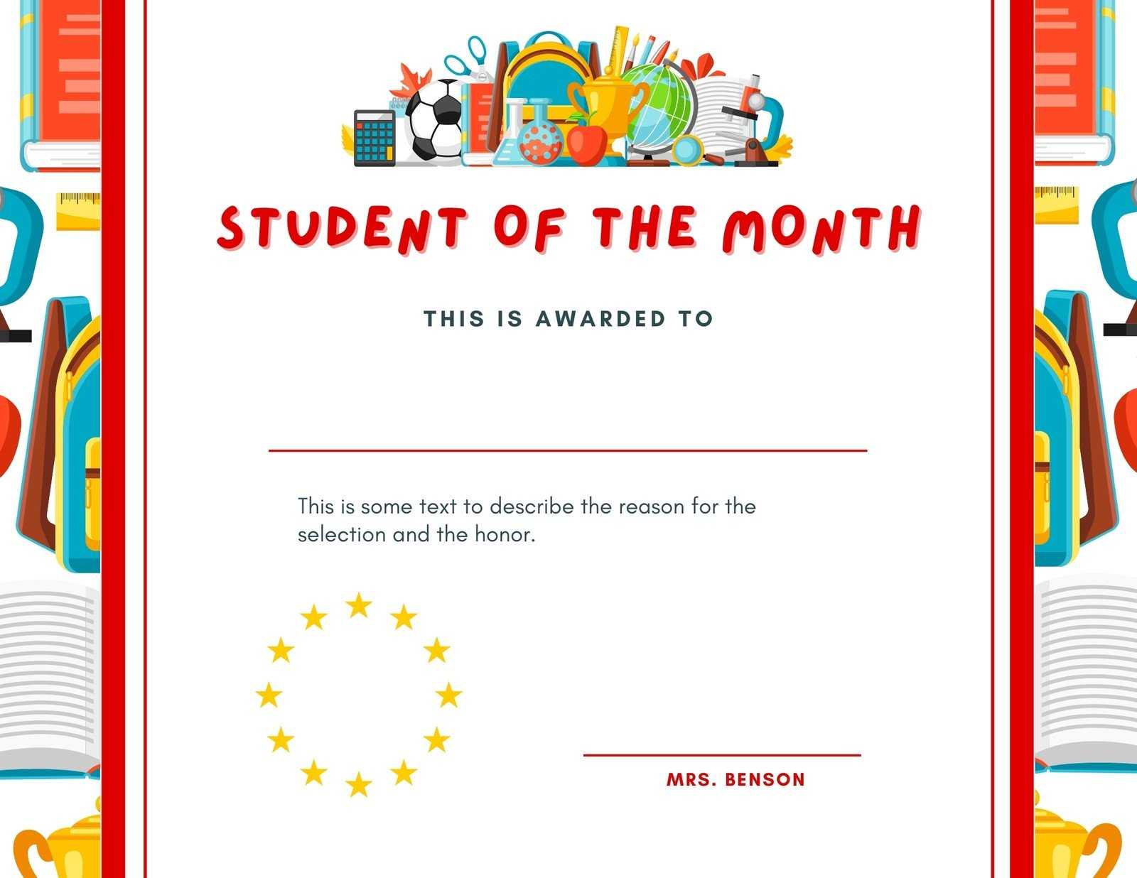 Free Printable Student Of The Month Certificate Templates