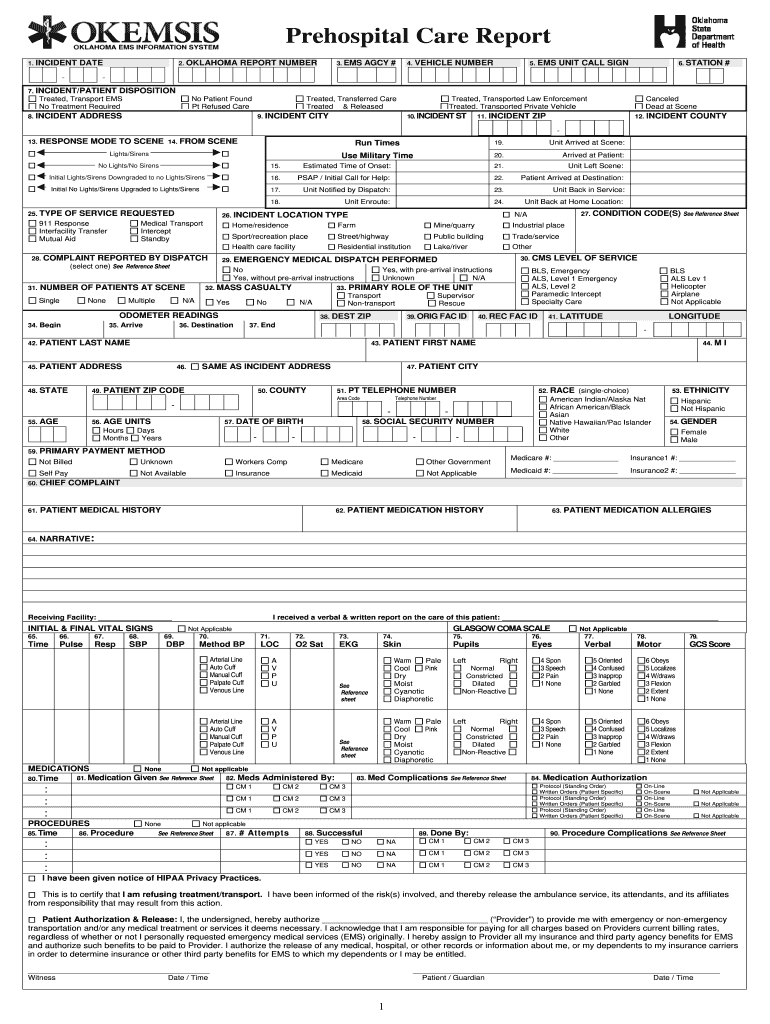 Patient Care Report Examples – Fill Online, Printable, Fillable  For Patient Care Report Template