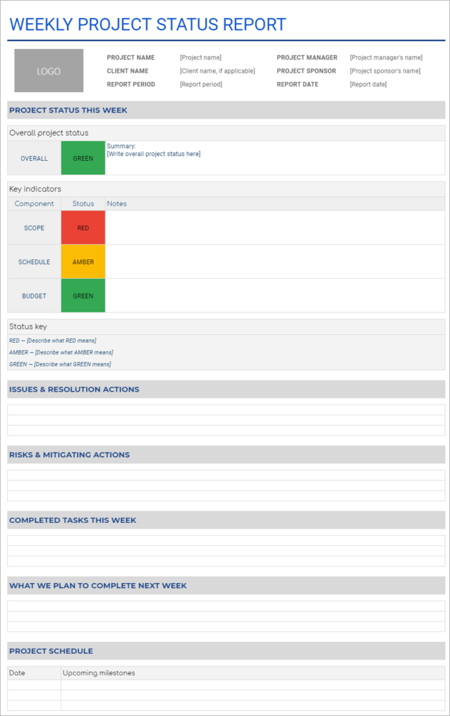 Progress Report Template Doc