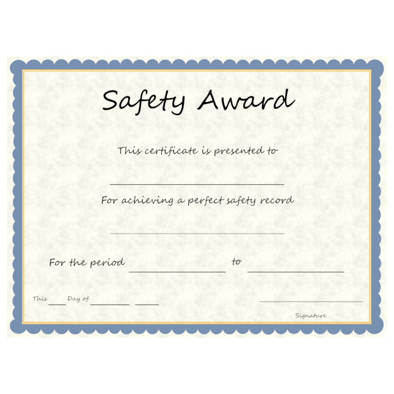 Safety Recognition Certificate Template – Rebeccachulew.com