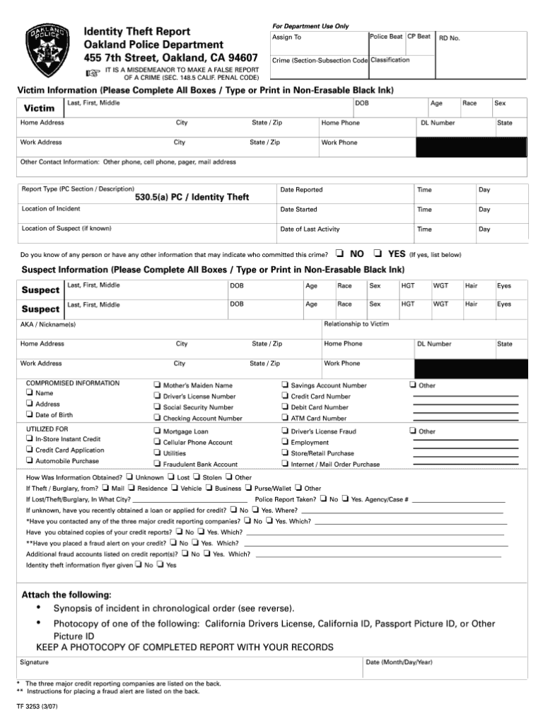 Theft Police Template Fill Online Printable Fillable Blank For Fake Police Report Template