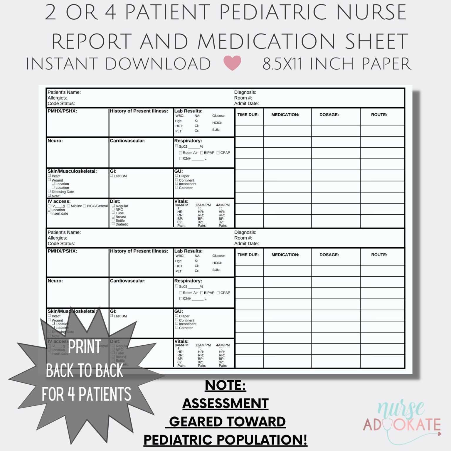 Charge Nurse Report Sheet Template 4160